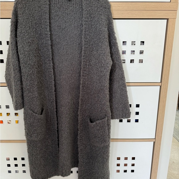 Topshop size 6 long sweater cardigan with pockets gray - Picture 6 of 11